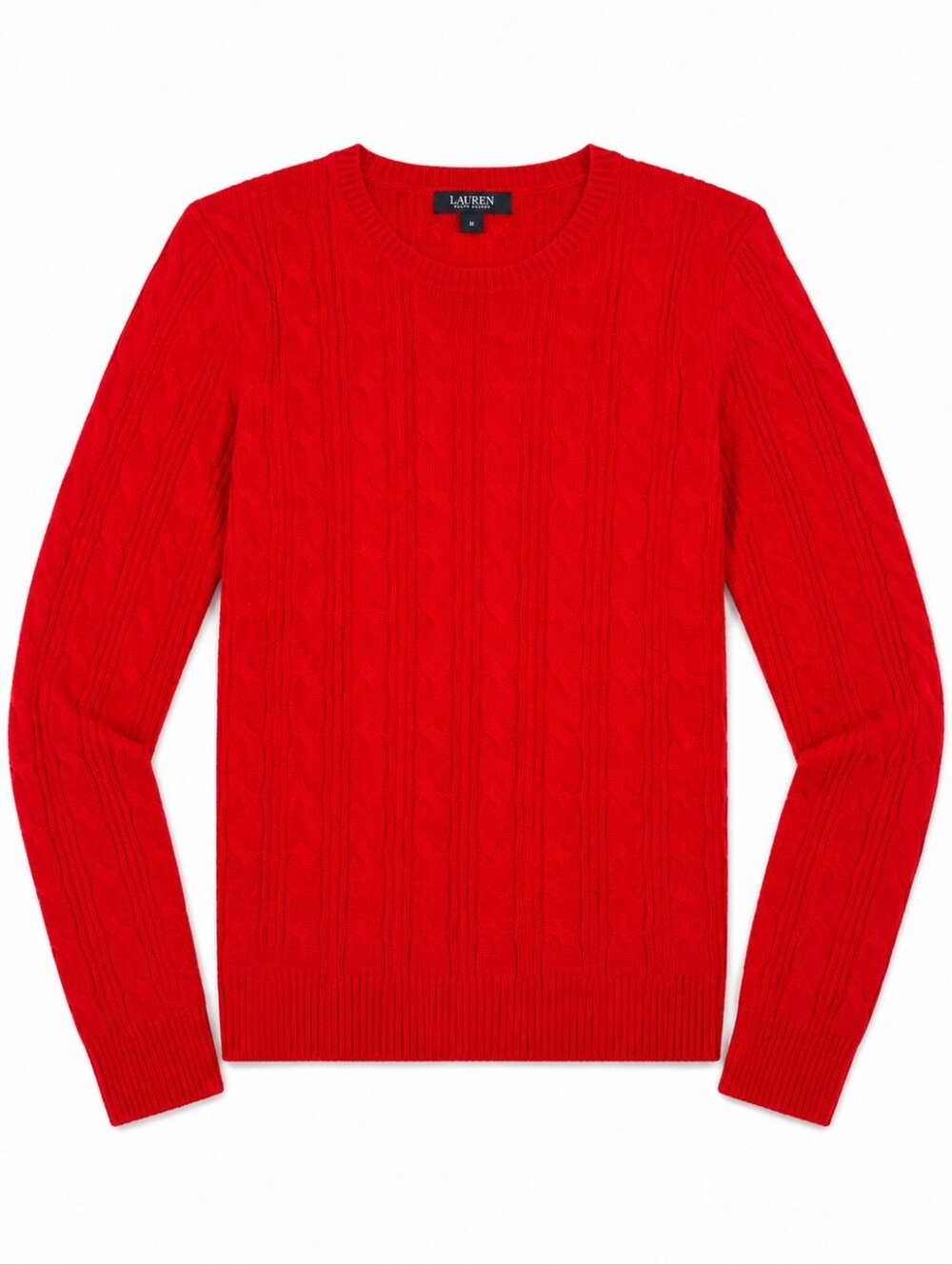 Lauren Ralph Red Cable Knit Sweater Classic Preppy Pullover Old Money Luxury - Picture 2 of 5